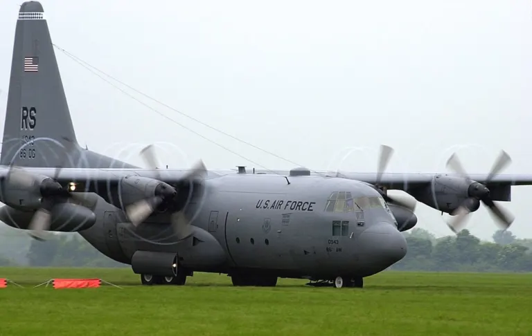 A c 130 hercules aircraft departs after an engines running offload ero the 3d574d